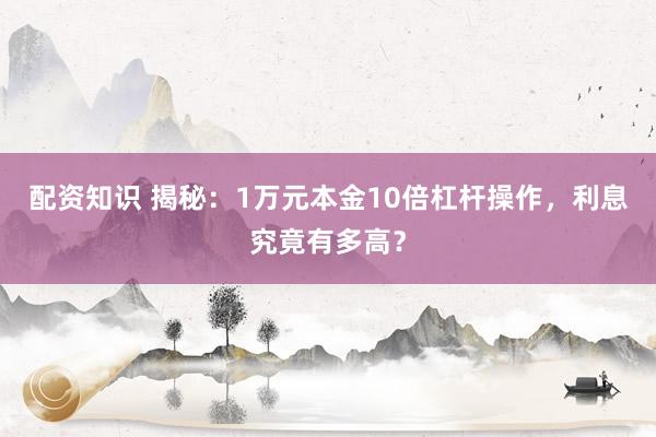 配资知识 揭秘：1万元本金10倍杠杆操作，利息究竟有多高？
