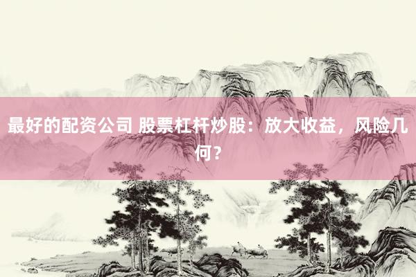 最好的配资公司 股票杠杆炒股：放大收益，风险几何？