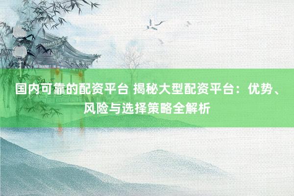 国内可靠的配资平台 揭秘大型配资平台：优势、风险与选择策略全解析