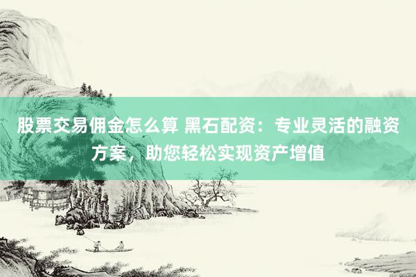 股票交易佣金怎么算 黑石配资：专业灵活的融资方案，助您轻松实现资产增值
