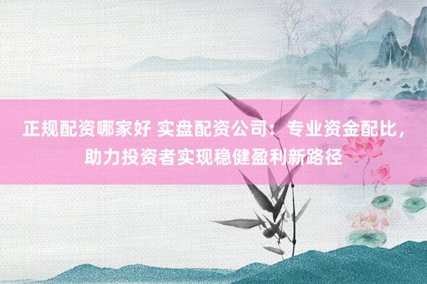 正规配资哪家好 实盘配资公司：专业资金配比，助力投资者实现稳健盈利新路径