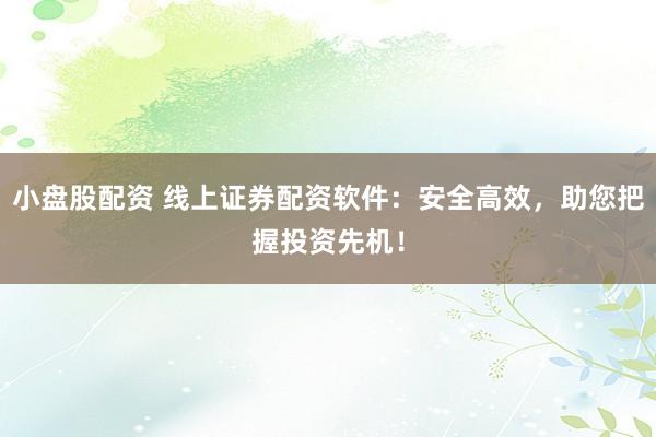 小盘股配资 线上证券配资软件：安全高效，助您把握投资先机！