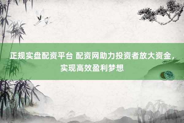 正规实盘配资平台 配资网助力投资者放大资金，实现高效盈利梦想