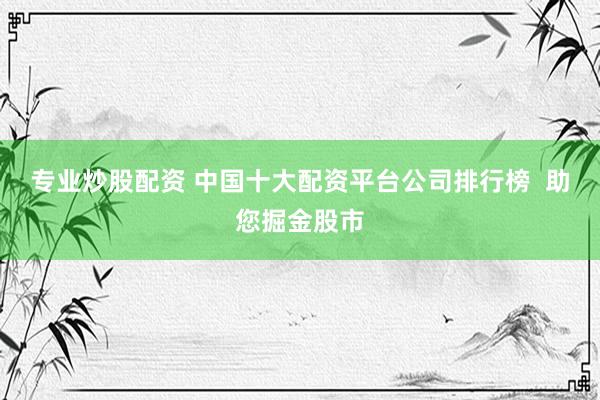 专业炒股配资 中国十大配资平台公司排行榜  助您掘金股市