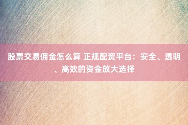 股票交易佣金怎么算 正规配资平台：安全、透明、高效的资金放大选择