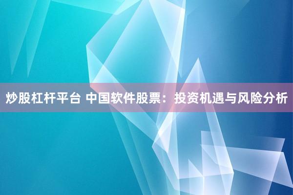炒股杠杆平台 中国软件股票：投资机遇与风险分析