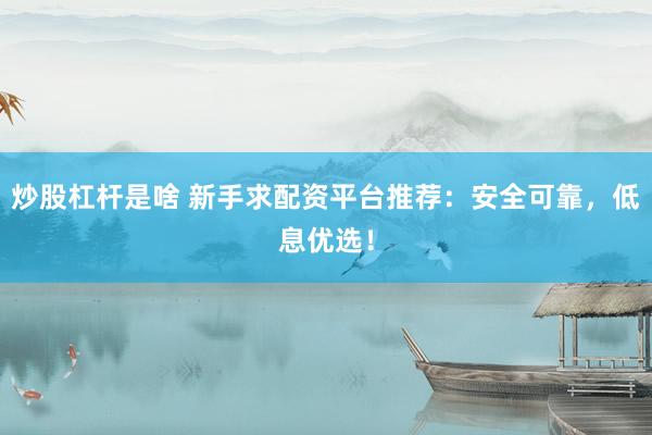 炒股杠杆是啥 新手求配资平台推荐：安全可靠，低息优选！