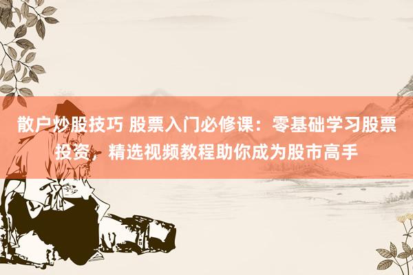 散户炒股技巧 股票入门必修课：零基础学习股票投资，精选视频教程助你成为股市高手