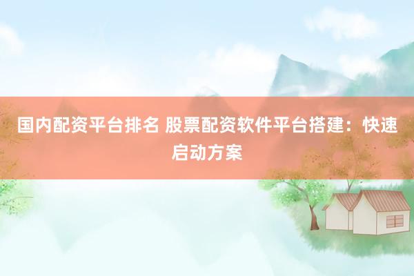 国内配资平台排名 股票配资软件平台搭建：快速启动方案