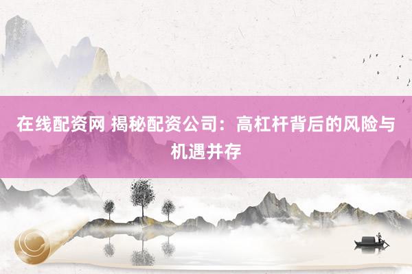 在线配资网 揭秘配资公司:高杠杆背后的风险与机遇并存