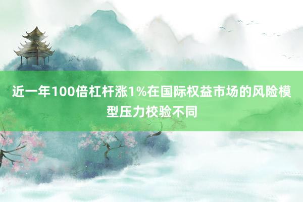 近一年100倍杠杆涨1%在国际权益市场的风险模型压力校验不同