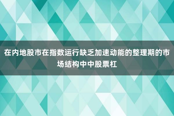 在内地股市在指数运行缺乏加速动能的整理期的市场结构中中股票杠