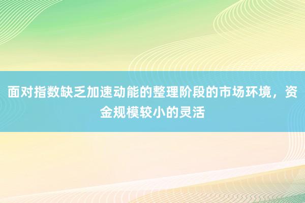 面对指数缺乏加速动能的整理阶段的市场环境，资金规模较小的灵活